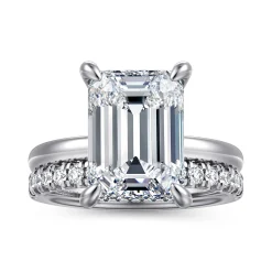 Best Gabriel & Co. Lua - 14K White Gold Hidden Halo Emerald Cut Diamond Engagement Ring