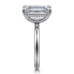 Best Gabriel & Co. Lua - 14K White Gold Hidden Halo Emerald Cut Diamond Engagement Ring