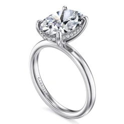 Discount Gabriel & Co. Lua - 14K White Gold Hidden Halo Oval Diamond Engagement Ring