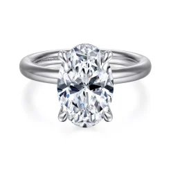 Discount Gabriel & Co. Lua - 14K White Gold Hidden Halo Oval Diamond Engagement Ring