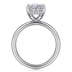 Discount Gabriel & Co. Lua - 14K White Gold Hidden Halo Oval Diamond Engagement Ring