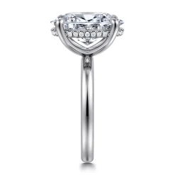 Hot Gabriel & Co. Lua - 14K White Gold Hidden Halo Oval Diamond Engagement Ring
