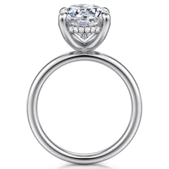 Hot Gabriel & Co. Lua - 14K White Gold Hidden Halo Oval Diamond Engagement Ring