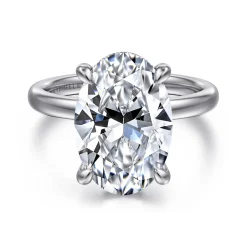 Hot Gabriel & Co. Lua - 14K White Gold Hidden Halo Oval Diamond Engagement Ring