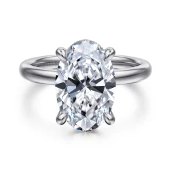 Clearance Gabriel & Co. Lua - 14K White Gold Hidden Halo Oval Diamond Engagement Ring