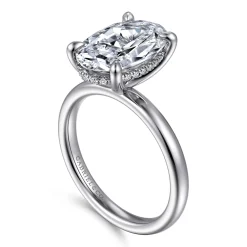 Clearance Gabriel & Co. Lua - 14K White Gold Hidden Halo Oval Diamond Engagement Ring