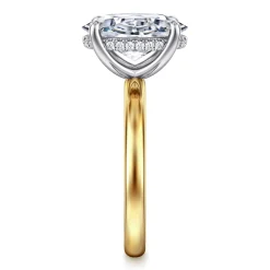 Outlet Gabriel & Co. Lua - 14K White-Yellow Gold Hidden Halo Oval Diamond Engagement Ring