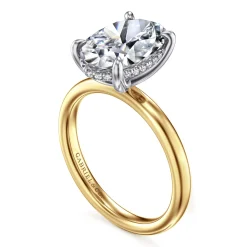 Outlet Gabriel & Co. Lua - 14K White-Yellow Gold Hidden Halo Oval Diamond Engagement Ring