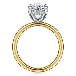 Outlet Gabriel & Co. Lua - 14K White-Yellow Gold Hidden Halo Oval Diamond Engagement Ring