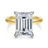 Gabriel & Co. Lua - 14K White-Yellow Gold Hidden Halo Emerald Cut Diamond Engagement Ring