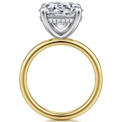 New Gabriel & Co. Lua - 14K White-Yellow Gold Hidden Halo Round Diamond Engagement Ring