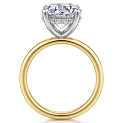 Hot Gabriel & Co. Lua - 14K White-Yellow Gold Hidden Halo Round Diamond Engagement Ring