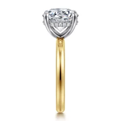 Hot Gabriel & Co. Lua - 14K White-Yellow Gold Hidden Halo Round Diamond Engagement Ring