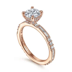 Hot Gabriel & Co. Luca - 14K Rose Gold Round Diamond Engagement Ring