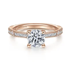 Hot Gabriel & Co. Luca - 14K Rose Gold Round Diamond Engagement Ring