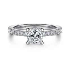 Discount Gabriel & Co. Luca - 14K White Gold Cushion Cut Diamond Engagement Ring
