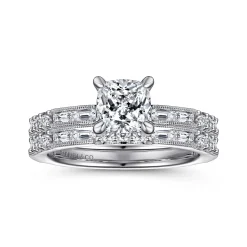 Discount Gabriel & Co. Luca - 14K White Gold Cushion Cut Diamond Engagement Ring