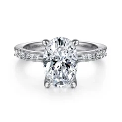 New Gabriel & Co. Luca - 14K White Gold Oval Diamond Engagement Ring
