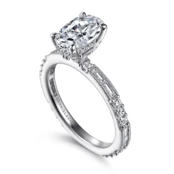 New Gabriel & Co. Luca - 14K White Gold Oval Diamond Engagement Ring