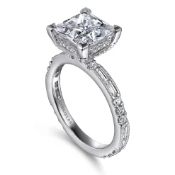 Gabriel & Co. Luca - 14K White Gold Princess Cut Diamond Engagement Ring