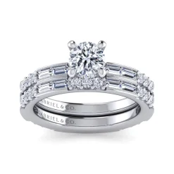 Discount Gabriel & Co. Luca - 14K White Gold Round Diamond Engagement Ring