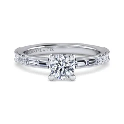 Discount Gabriel & Co. Luca - 14K White Gold Round Diamond Engagement Ring
