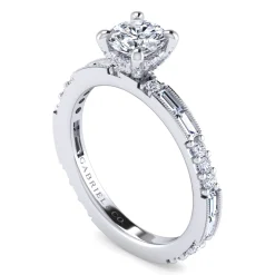Discount Gabriel & Co. Luca - 14K White Gold Round Diamond Engagement Ring