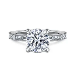Sale Gabriel & Co. Luca - 14K White Gold Round Diamond Channel Set Engagement Ring