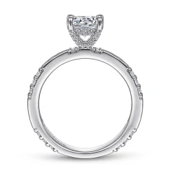Clearance Gabriel & Co. Luca - Platinum Art Deco Round Diamond Channel Set Engagement Ring