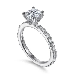 Clearance Gabriel & Co. Luca - Platinum Art Deco Round Diamond Channel Set Engagement Ring