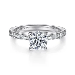 Clearance Gabriel & Co. Luca - Platinum Art Deco Round Diamond Channel Set Engagement Ring