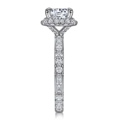 Hot Gabriel & Co. Luce - 14K White Gold Round Halo Diamond Channel Set Engagement Ring