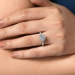 Hot Gabriel & Co. Luce - 14K White Gold Round Halo Diamond Channel Set Engagement Ring