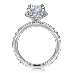 Hot Gabriel & Co. Luce - 14K White Gold Round Halo Diamond Channel Set Engagement Ring
