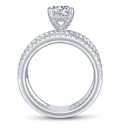Discount Gabriel & Co. Lucinda - 14K White Gold Free Form Round Diamond Engagement Ring