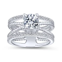 Discount Gabriel & Co. Lucinda - 14K White Gold Free Form Round Diamond Engagement Ring
