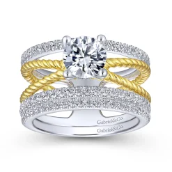 Outlet Gabriel & Co. Lucinda - 14K White-Yellow Gold Free Form Round Diamond Engagement Ring