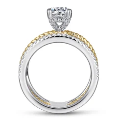 Outlet Gabriel & Co. Lucinda - 14K White-Yellow Gold Free Form Round Diamond Engagement Ring