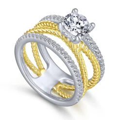 Outlet Gabriel & Co. Lucinda - 14K White-Yellow Gold Free Form Round Diamond Engagement Ring