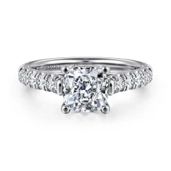 Clearance Gabriel & Co. Luciole - 14K White Gold Cushion Cut Diamond Engagement Ring