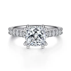 Clearance Gabriel & Co. Luciole - 14K White Gold Cushion Cut Diamond Engagement Ring