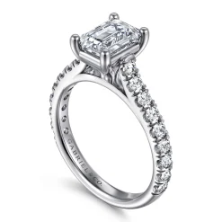 Discount Gabriel & Co. Luciole - 14K White Gold Emerald Cut Diamond Engagement Ring