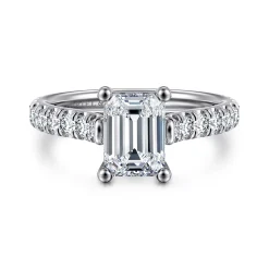 Discount Gabriel & Co. Luciole - 14K White Gold Emerald Cut Diamond Engagement Ring