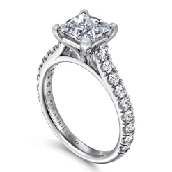 Clearance Gabriel & Co. Luciole - 14K White Gold Princess Cut Diamond Engagement Ring