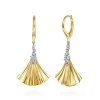 Discount Gabriel & Co. Lumiere - 14K White Yellow Gold Diamond and Diamond Cut Leverback Drop Earrings