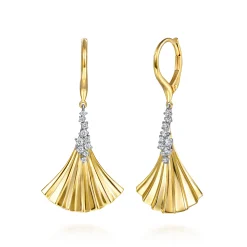 Discount Gabriel & Co. Lumiere - 14K White Yellow Gold Diamond and Diamond Cut Leverback Drop Earrings