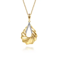 Online Gabriel & Co. Lumiere - 14K Yellow Gold Diamond and Diamond Cut Pendant Necklace