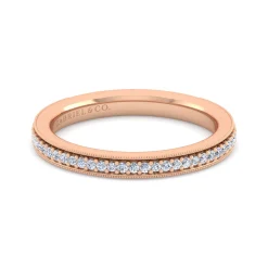 Sale Gabriel & Co. Lumierre - 14K Rose Gold Channel Prong Diamond Anniversary Band with Milgrain - 0.2 ct