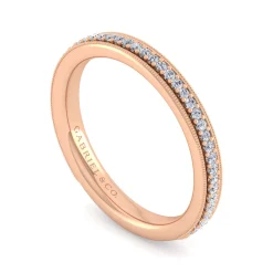 Sale Gabriel & Co. Lumierre - 14K Rose Gold Channel Prong Diamond Anniversary Band with Milgrain - 0.2 ct