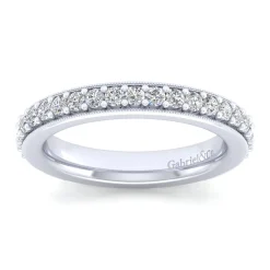 Outlet Gabriel & Co. Lumierre - 14K White Gold Channel Prong Diamond Anniversary Band with Milgrain - 0.55 ct